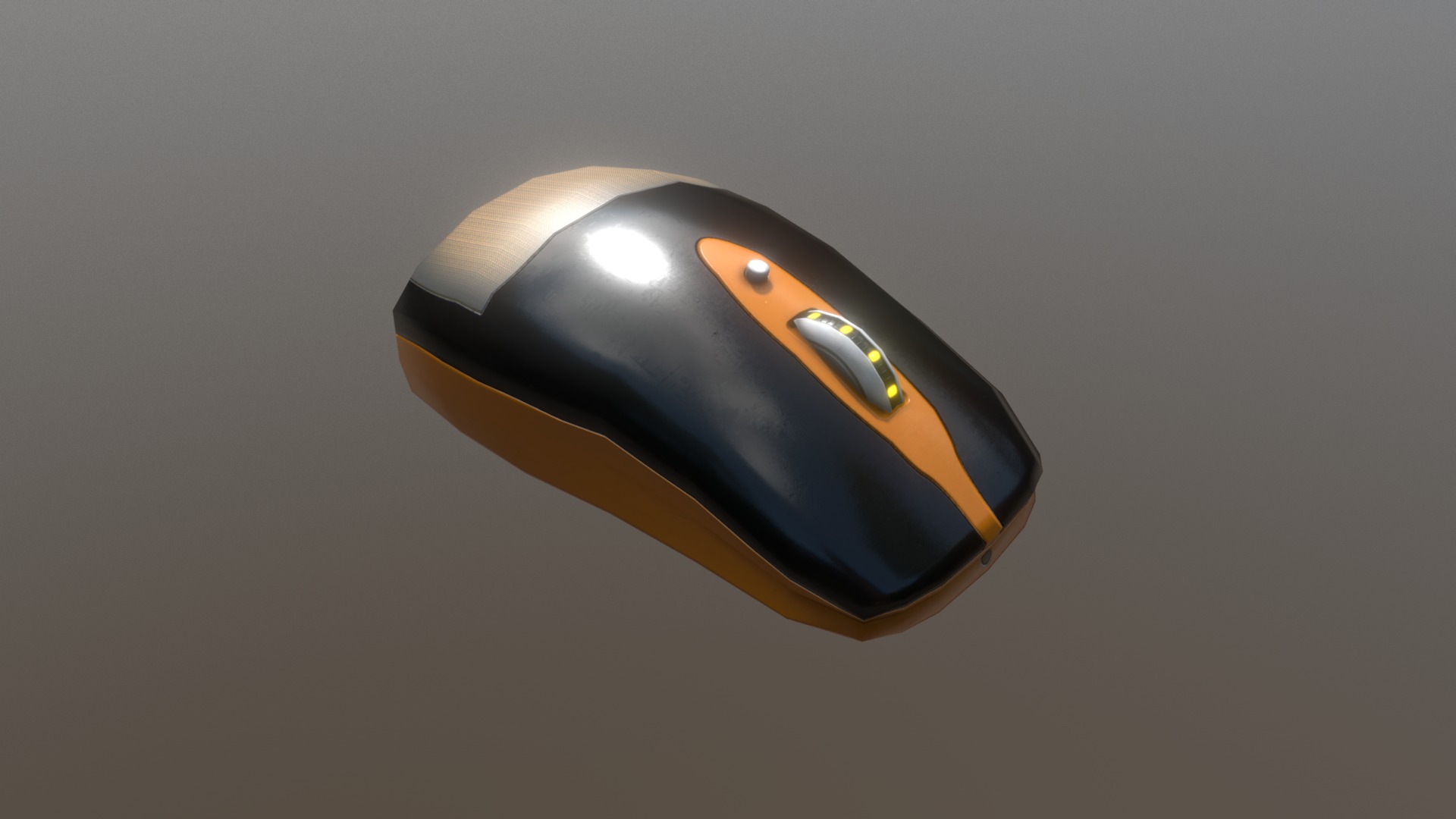 3D model Computer mouse - This is a 3D model of the Computer mouse. The 3D model is about a shiny black and gold shiny object.