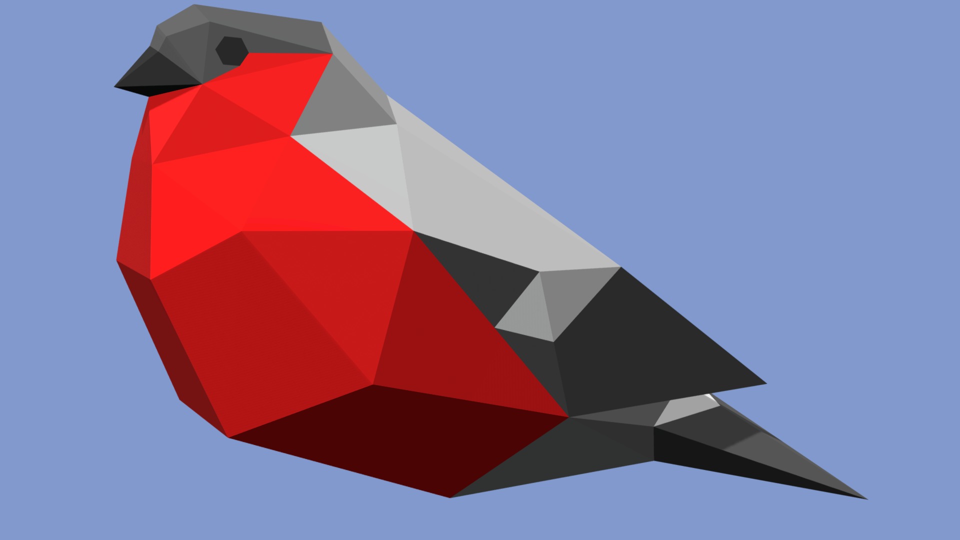 3D model Bullfinch - This is a 3D model of the Bullfinch. The 3D model is about a red and black triangle.