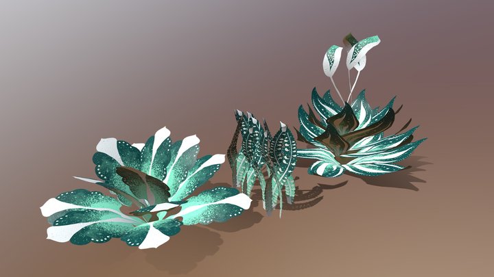 Set Plant exotic Fantasy 3D Model