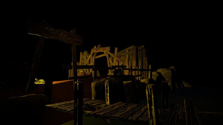KNB127 Assessment 2B - Possessed Dock Diorama 3D Model