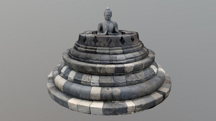 Borobudur Temple Buddha statue 3D Model