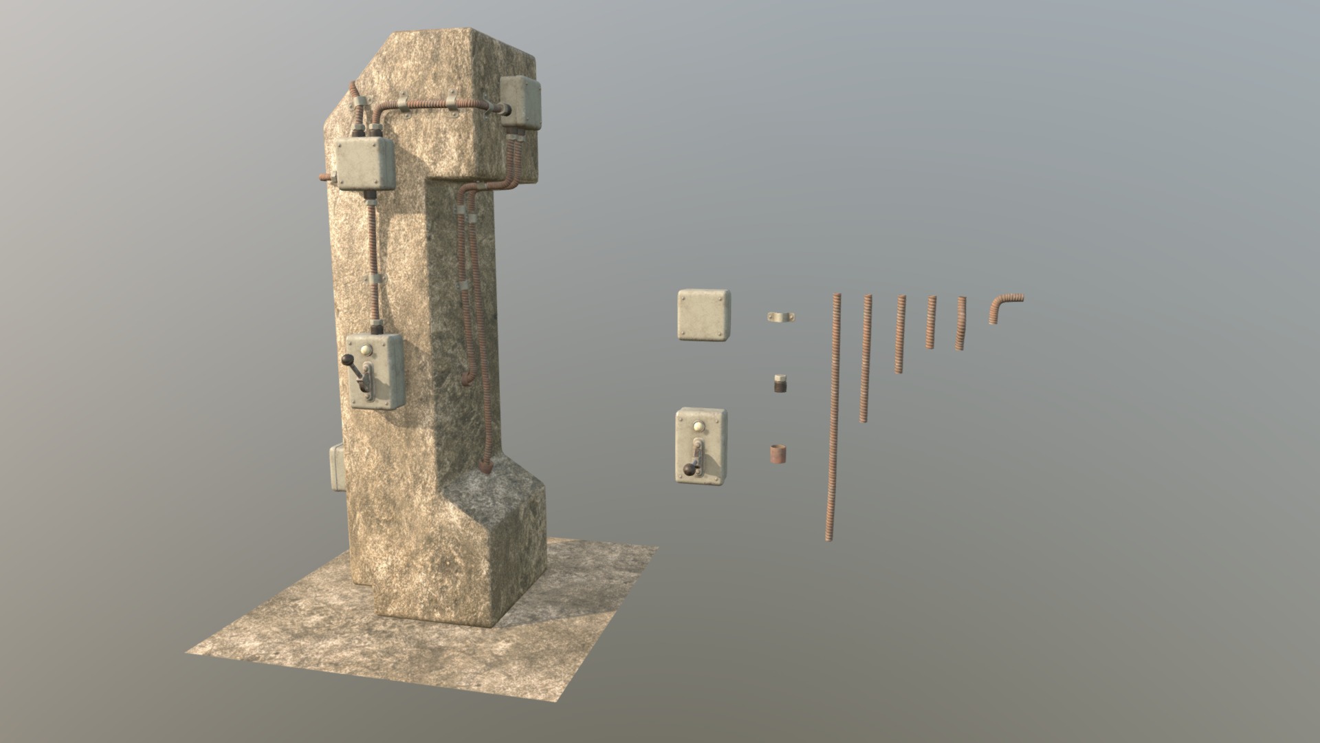 3D model Toggle Switch PBR Constructor - This is a 3D model of the Toggle Switch PBR Constructor. The 3D model is about a stone tower with a rectangular top.