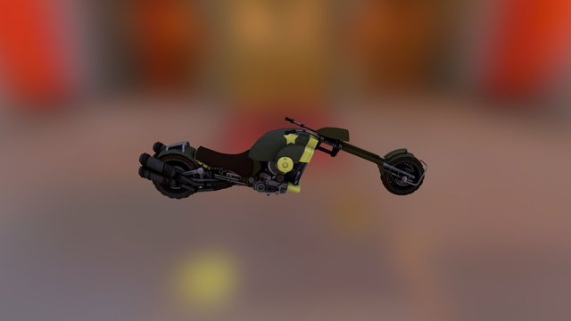 Cartoon Motorcycle for games. 3D Model