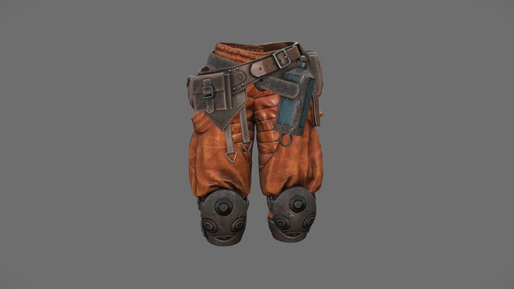 $AVE Orange Steampunk Pants With Utility Belt 3D Model