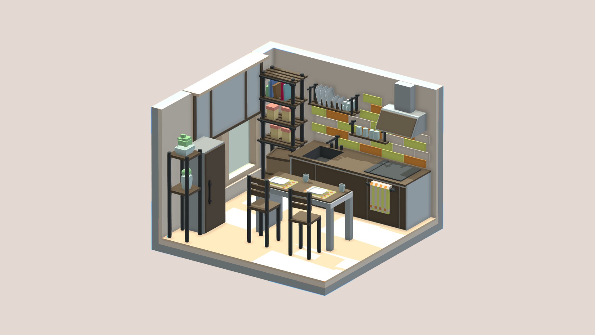 Кухня 3 3 комната. 3d Low Poly кухня. 3д кухня тирчеж. Isometric Room 3d model. Low Poly 3d models комната.