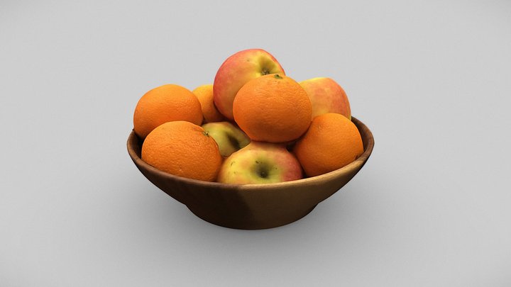 Fruit Bowl of Oranges and Apples 3D Model