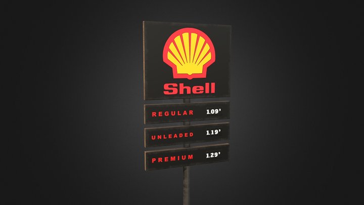 Shell Gas Prices Sign - 2048px² – Free 3D Model STL