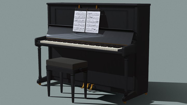 Piano droit 3D Model