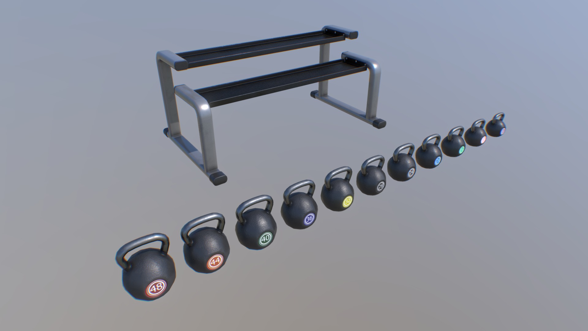 3D model Kettlebell Rack - This is a 3D model of the Kettlebell Rack. The 3D model is about a close-up of a machine.