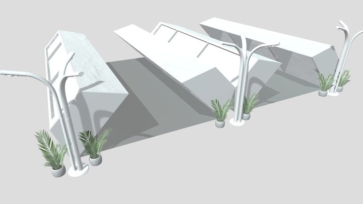 modern car parking spots 3D Model