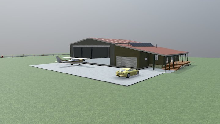 Lifestyle Aircraft Hangar & Accommodation Unit 3D Model