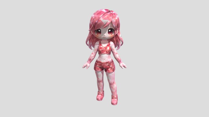 Crystal Anime Girl - Stylized 3D Character 3D Model