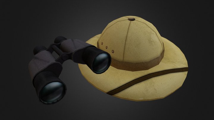 Safari Trophy: Binoculars & Hat 3D Model