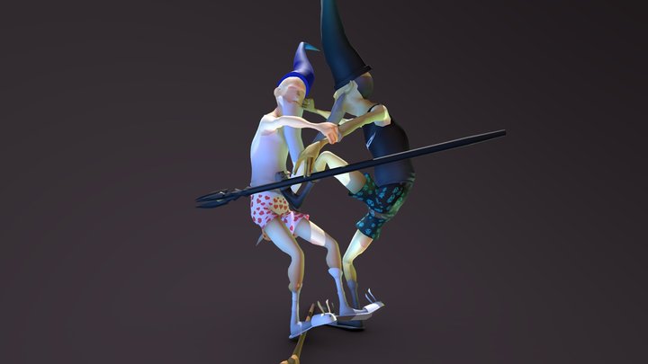 Wizards Fight 3D Model
