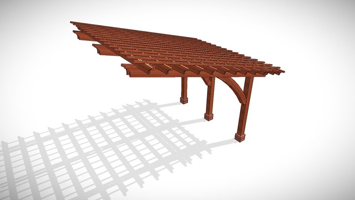 Cantilever Pergola 16 ft L x 18 ft W 3D Model