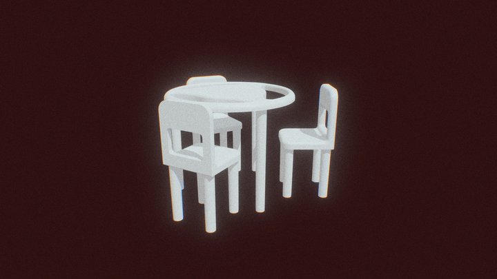 Pizza Table and Chair 3D Model