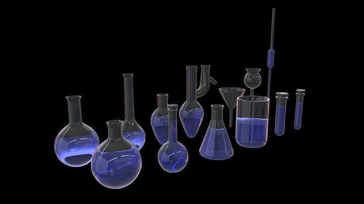 Laboratory Glassware Set 3D Model
