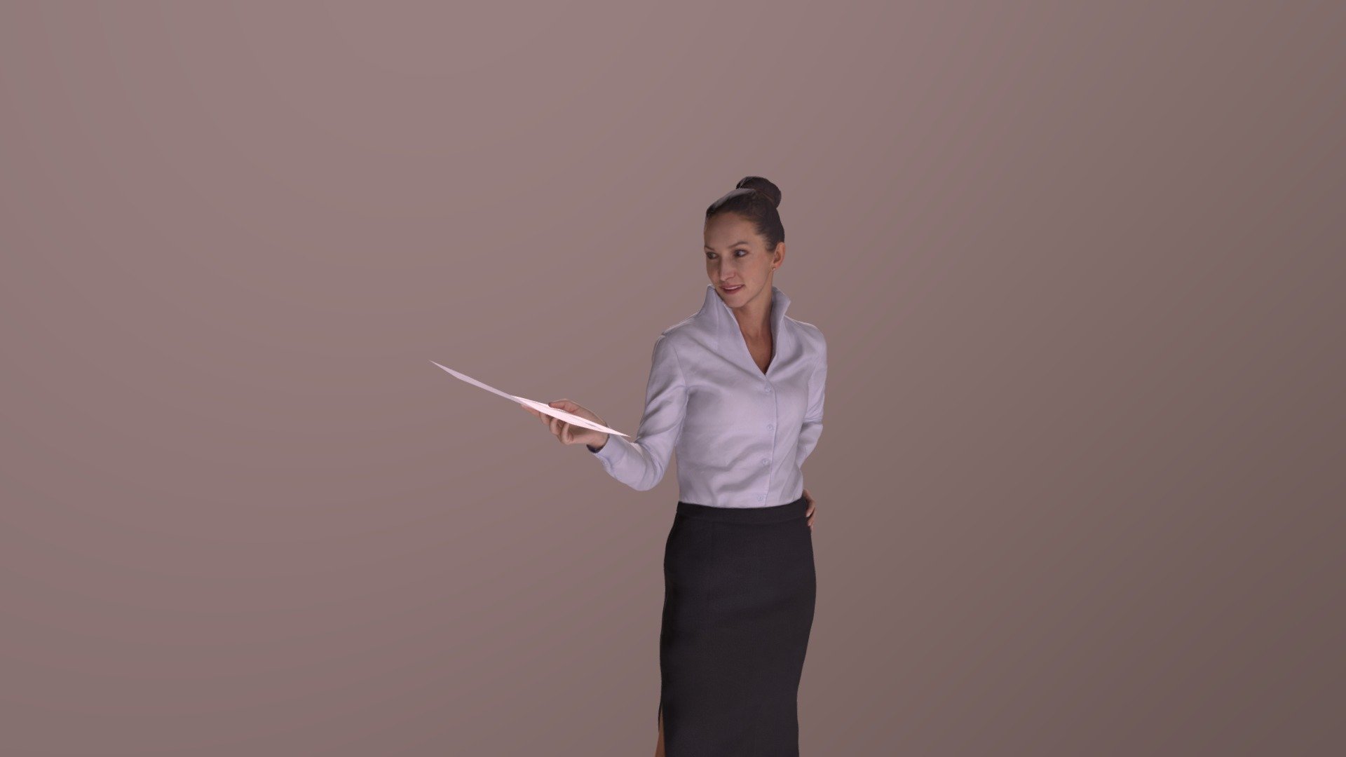 Business Woman Michelle Handing a Document