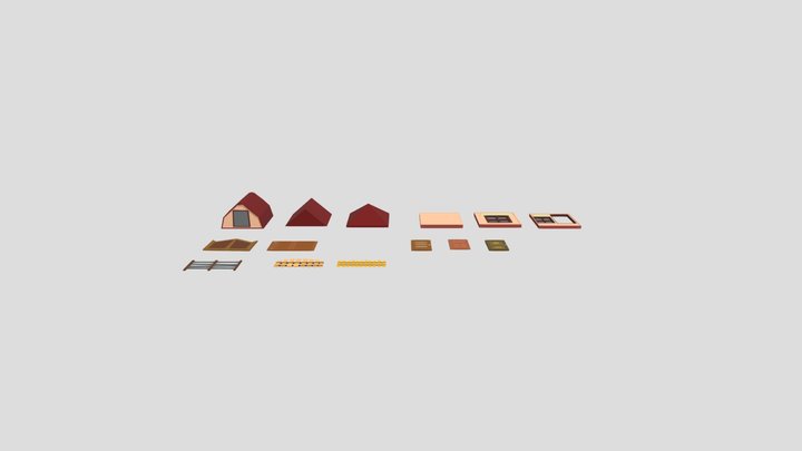 Low Poly Building Kit 3D Model