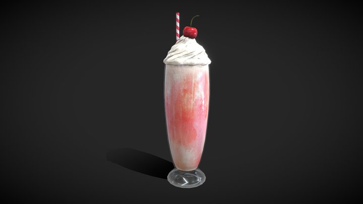 Milkshake / cocktail - low poly 3D Model