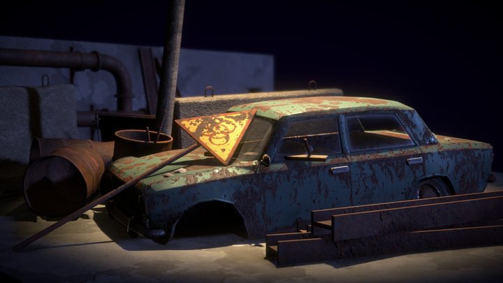 Abandoned Car Layout 3D Model