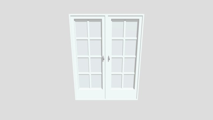 Double door window small panes 3D Model