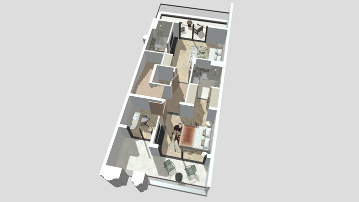 LR - Townhouse E - 2nd Floor 3D Model