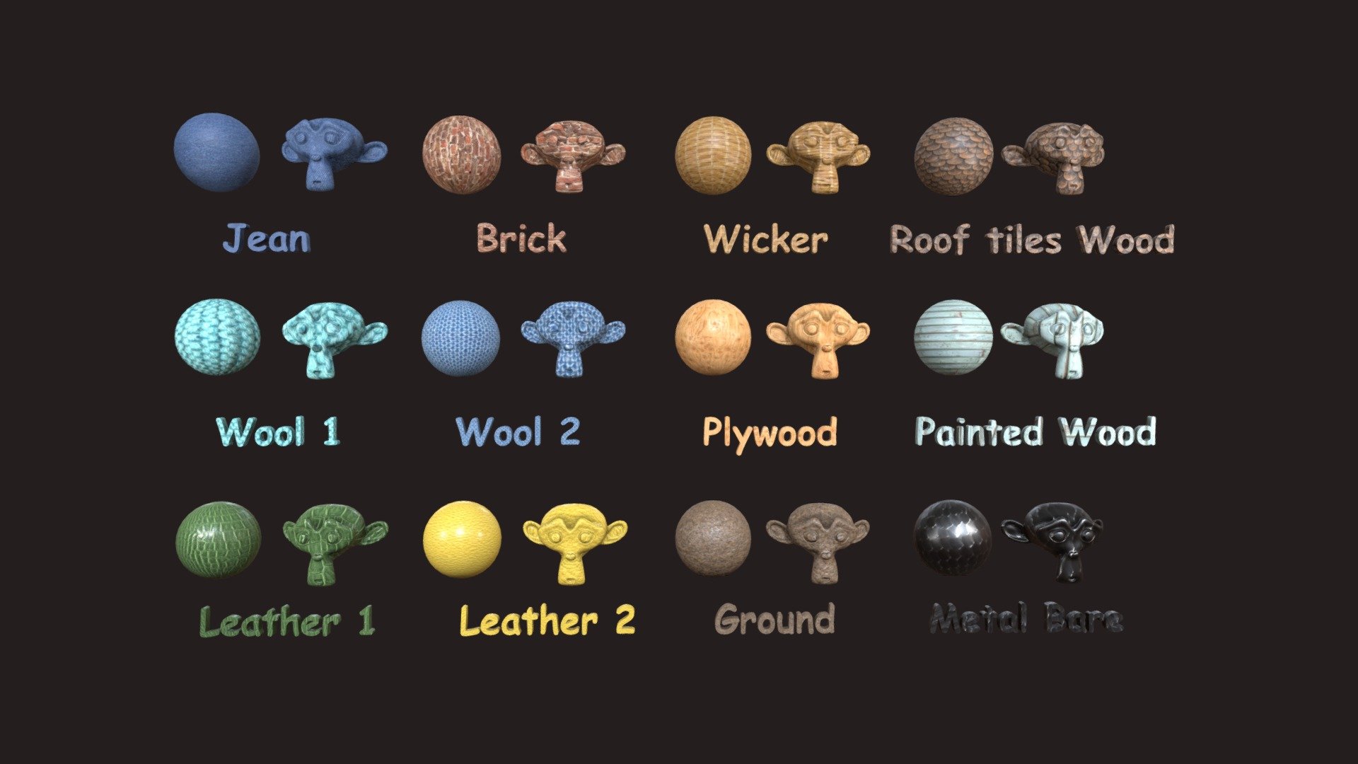 12 blender monkeys (Normals) Download Free 3D model by Lunatika