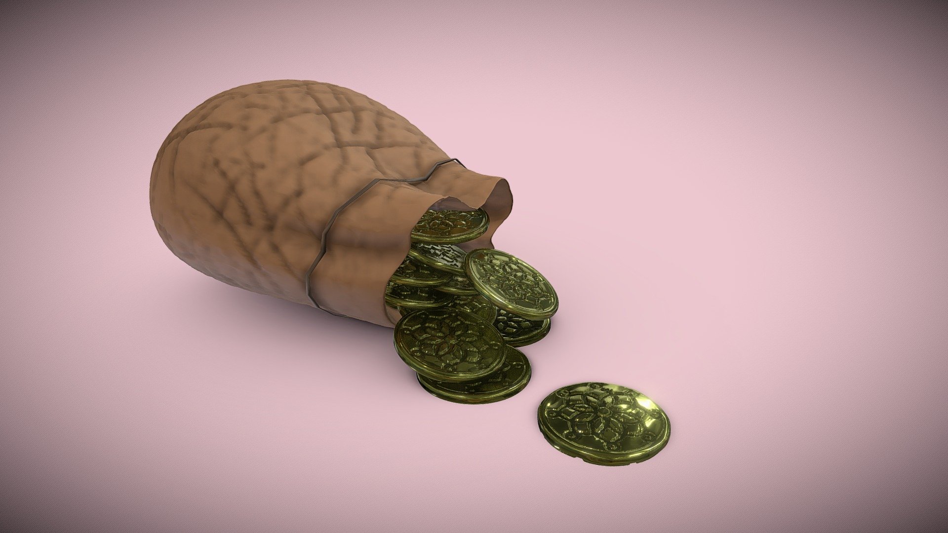 Bag filled with goldcoins