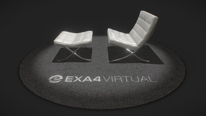 Barcelona Chair & Stool - Barcelona Pavillion 3D Model