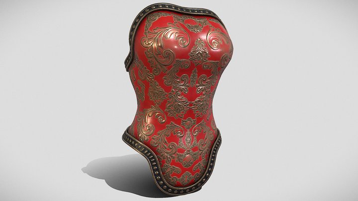 Female Armor in Red and Gold 3D Model