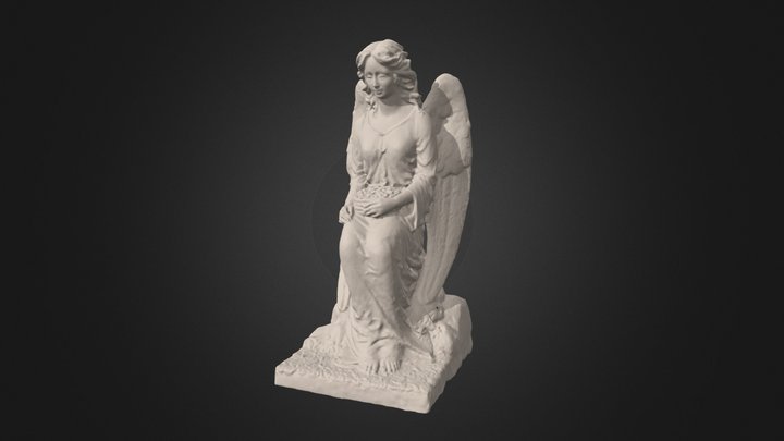 Sitting angel with flower baskect – Kostenloses 3D-Modell STL