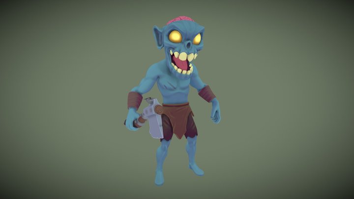 zombie with axe 3D Model