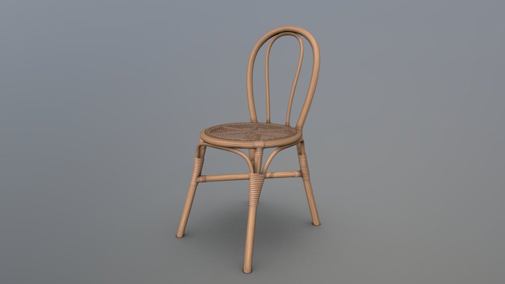 SILLA COMEDOR CURVA NATURAL 3D Model