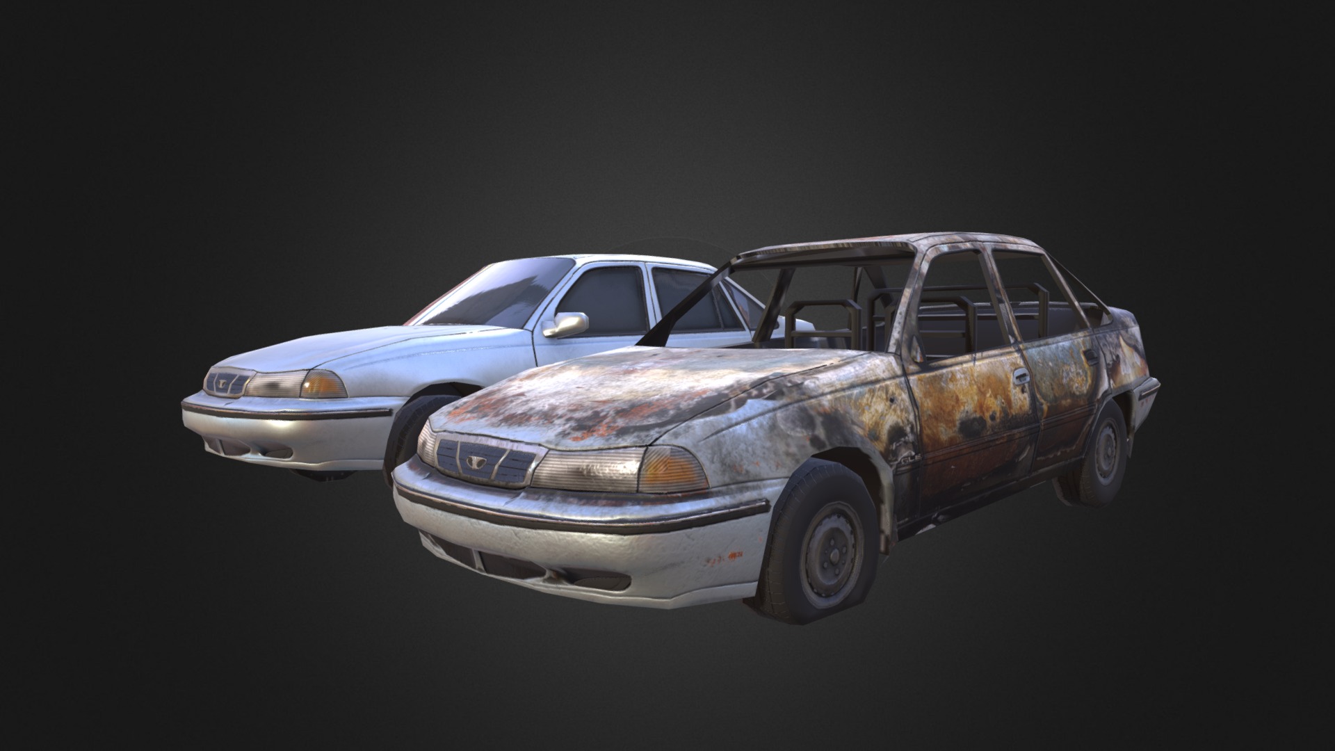 3D model Before and After Car - This is a 3D model of the Before and After Car. The 3D model is about a car with a side facing the camera.