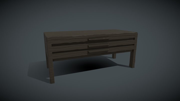 Wood table 3D Model