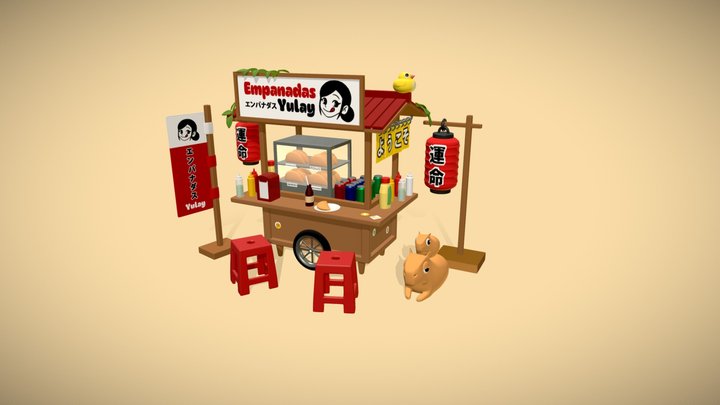 Latin - Japanese food cart 3D Model