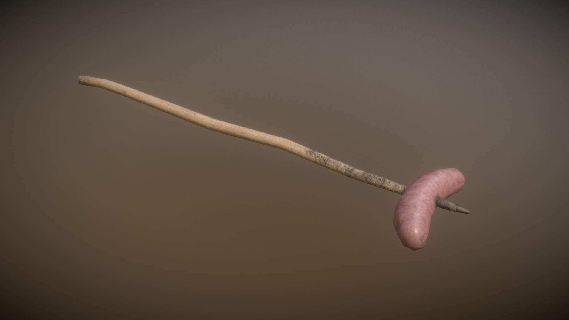 3D model Game Ready Sausage And Stick Low Poly - This is a 3D model of the Game Ready Sausage And Stick Low Poly. The 3D model is about a pink heart shaped object.