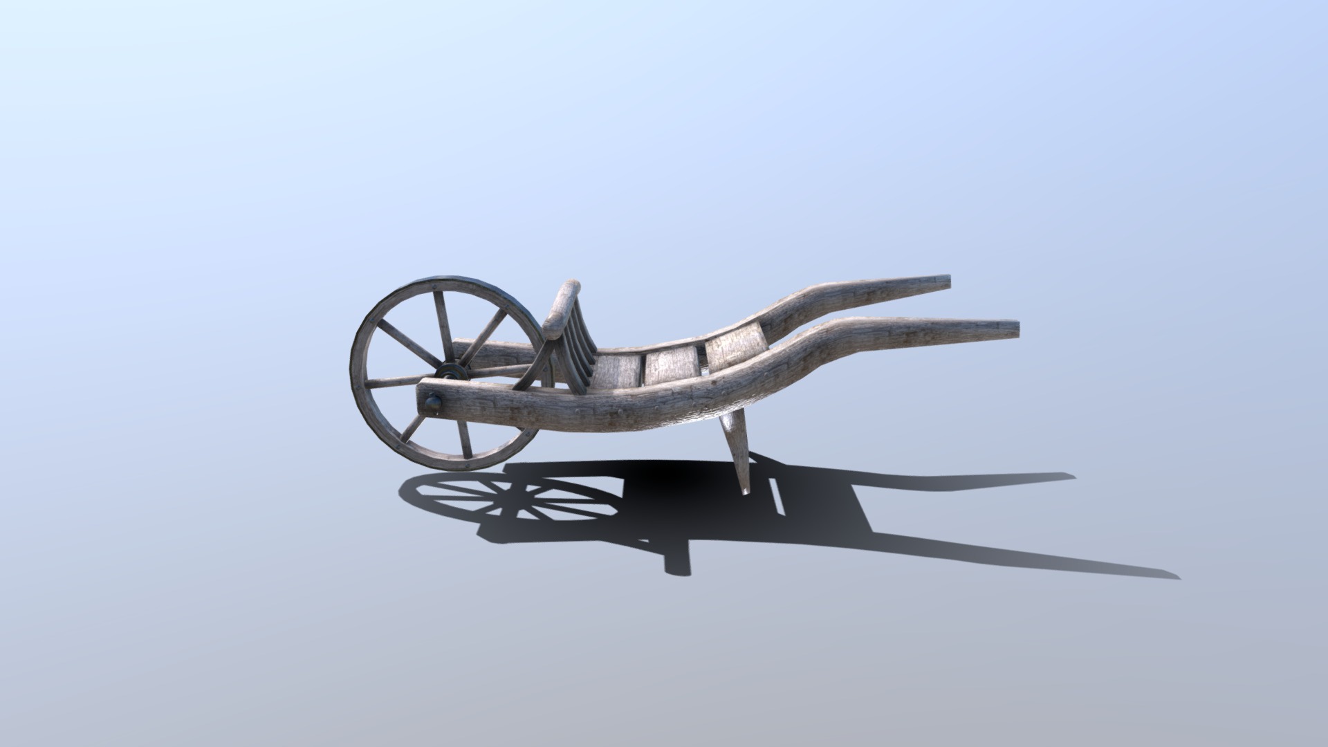 3D model Medieval Wheel-Barrow - This is a 3D model of the Medieval Wheel-Barrow. The 3D model is about a metal object with wheels.