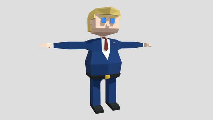 Mr President - Low Poly Donald Trump - T pose 3D Model