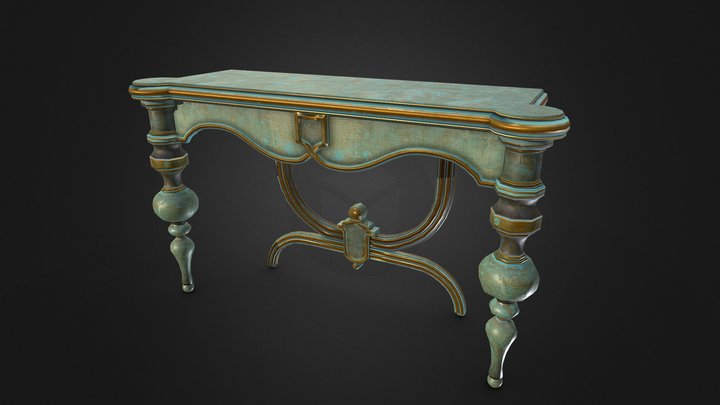 Cyan Console Table 3D Model