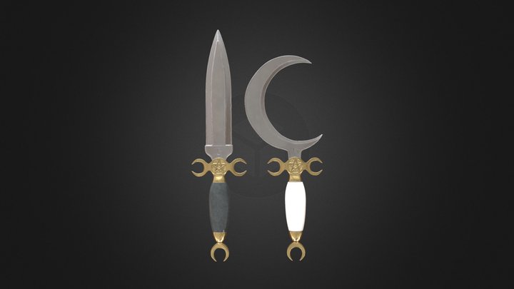 Final - Athame & Boline Set Pose 1 3D Model