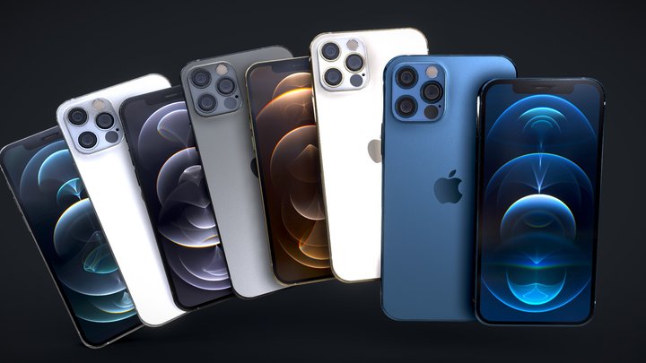 iPhone 12 Pro and iPhone 12 Pro Max All Colors 3D Model