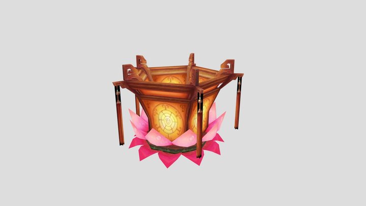 Lowpoly textured Floating lotus lantern – Modello 3D gratuito STL