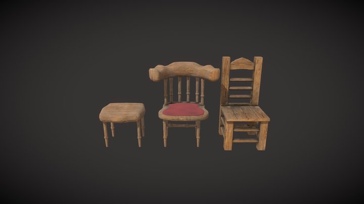 wooden Chairs 3D Model