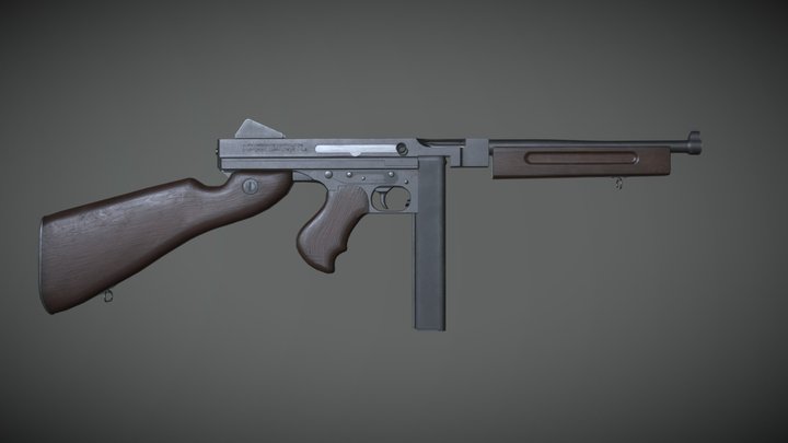Thompson M1A1 Submachine Gun 3D Model