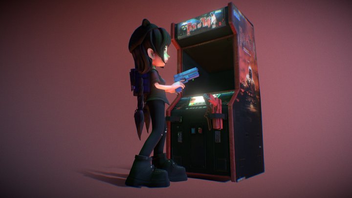 Girl vs Arcade game 3D Model