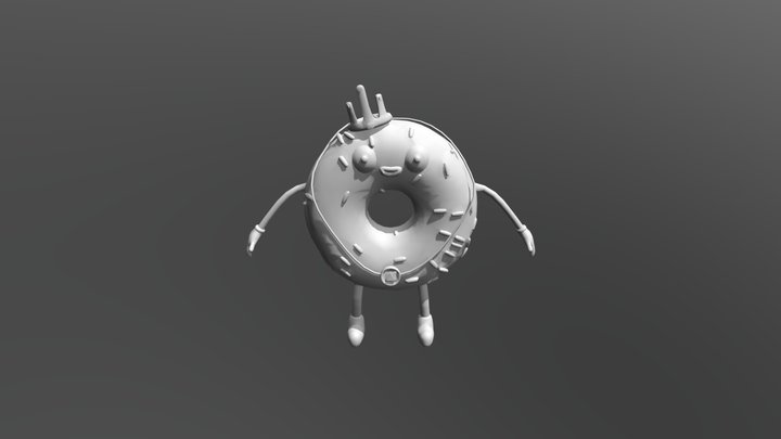 Donut Low Poly Frost 3D Model