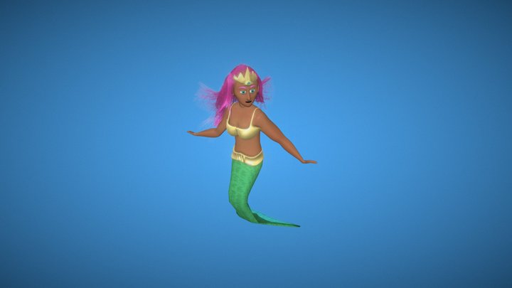 Pink Haired Mermaid 3D Model