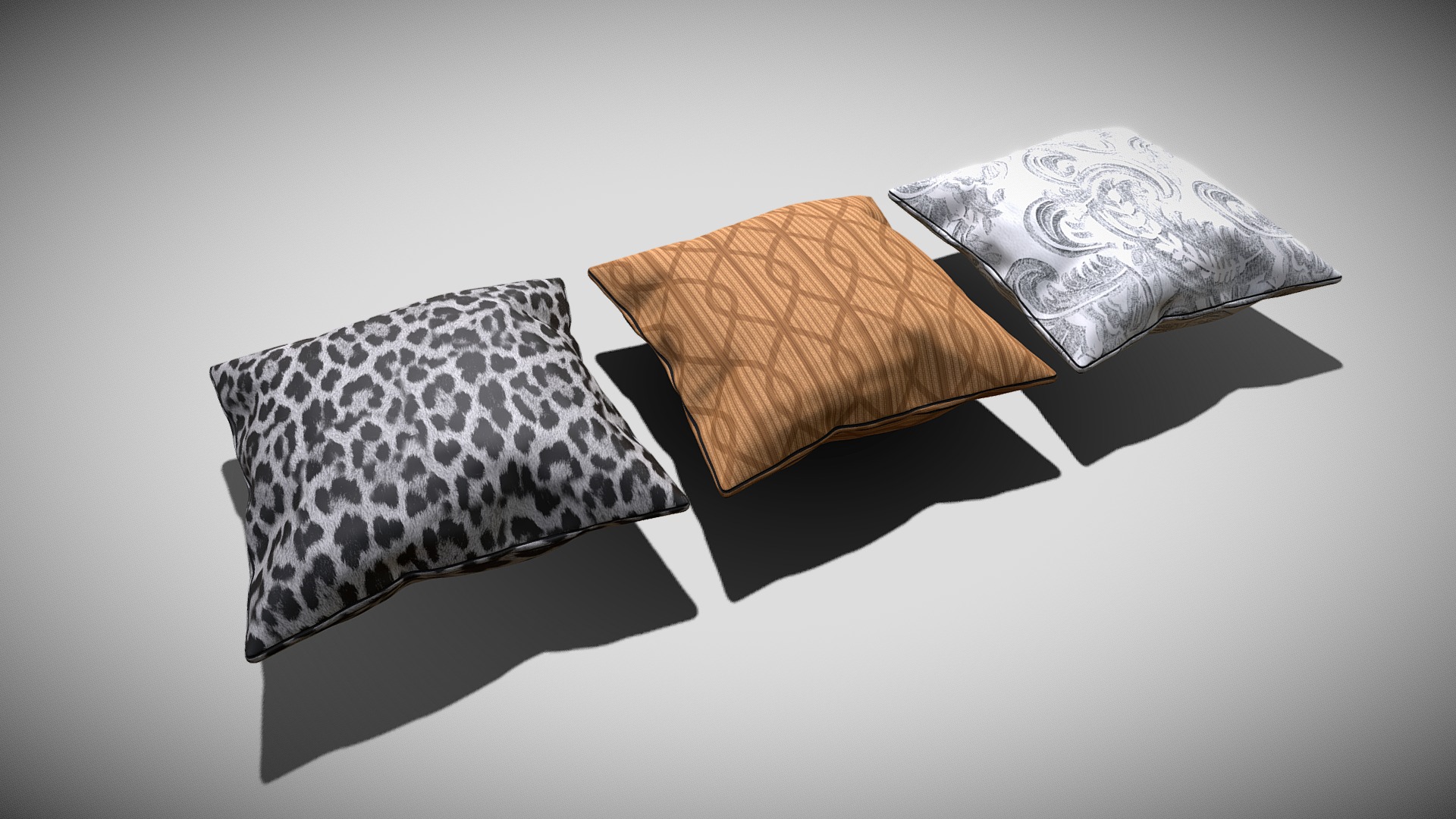 3D model Pillows - This is a 3D model of the Pillows. The 3D model is about a group of different shaped objects.